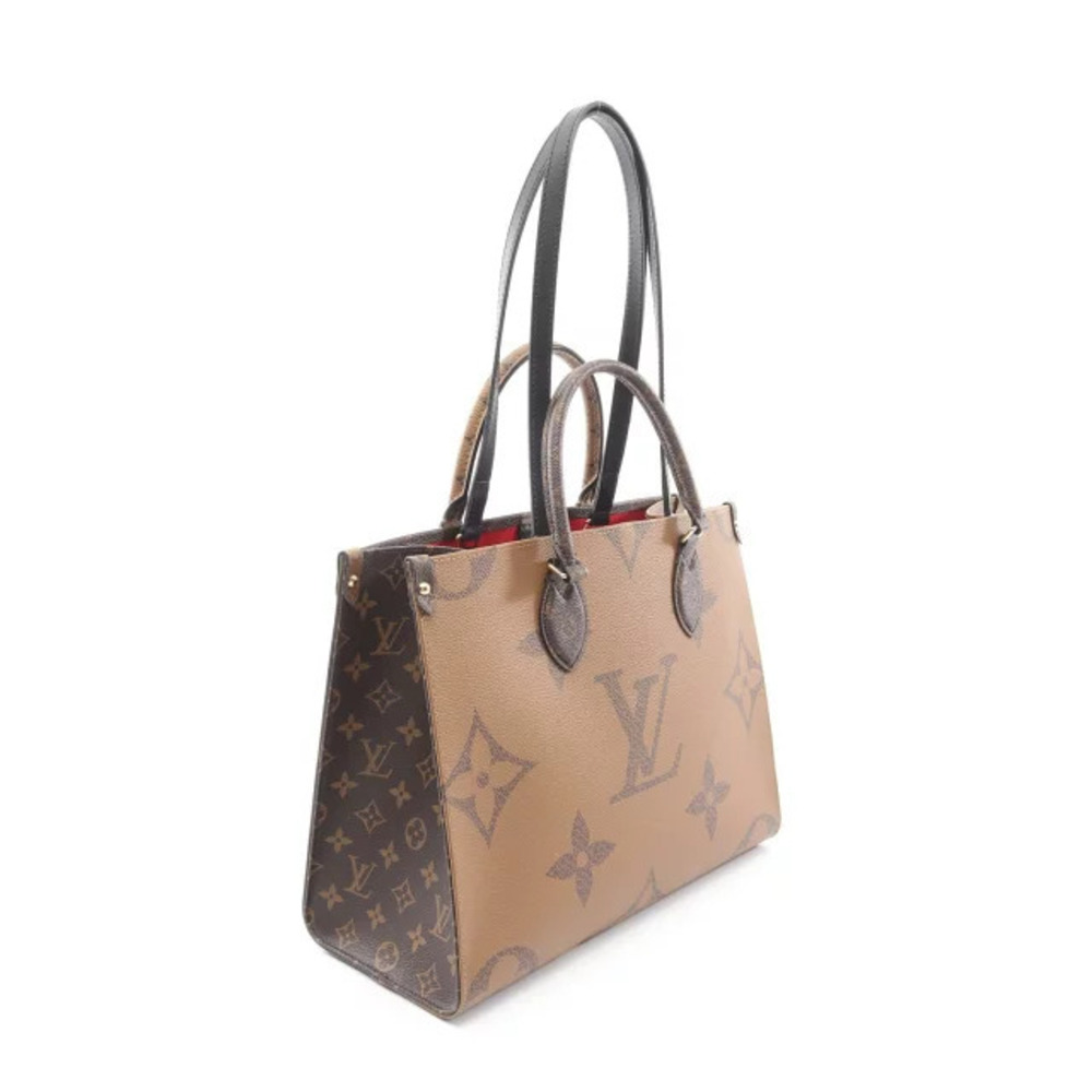 Louis Vuitton Brown Leather Canvas OnTheGo Monogram Reverse Tote Giant Bag